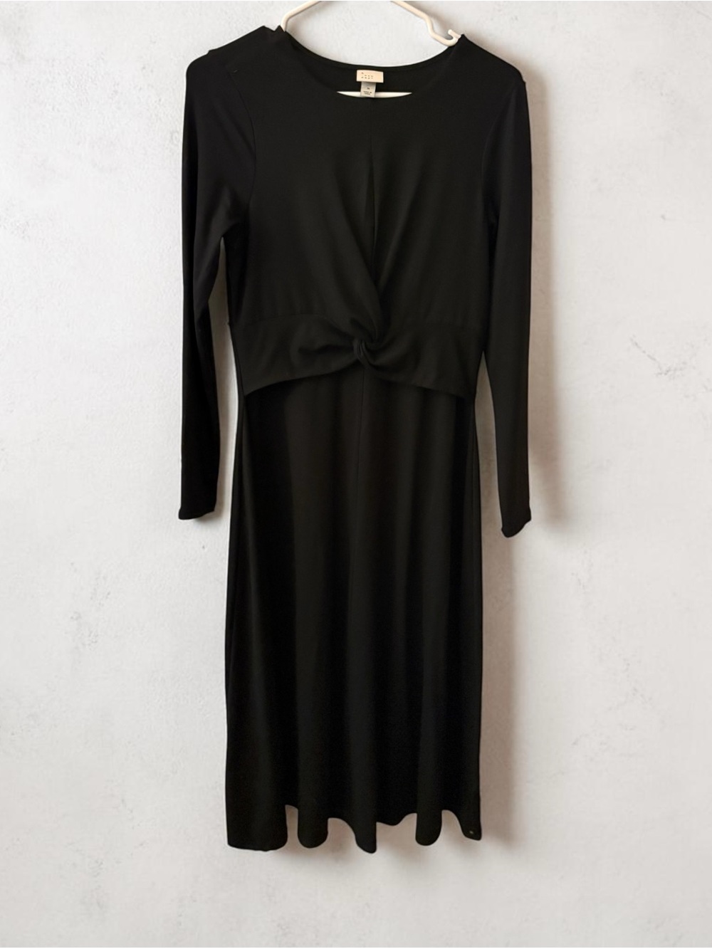 a new day Black Long-Sleeve Knot-Front Midi Dress